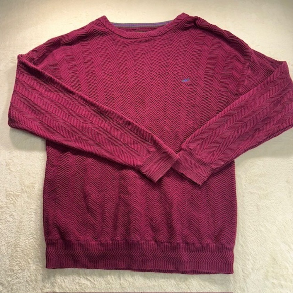 90's Alexander Julian Colours Mens L Burgundy 100% Cotton Knit Crewneck Sweater